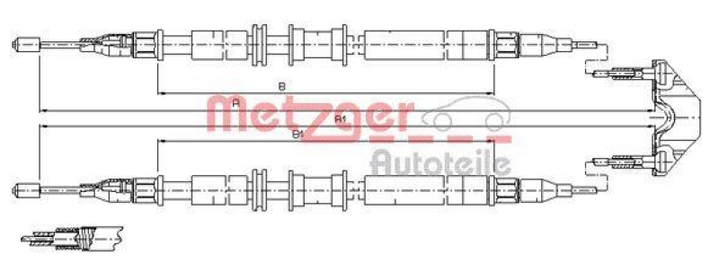 METZGER 11.5791 Seilzug, Feststellbremse für OPEL hinten