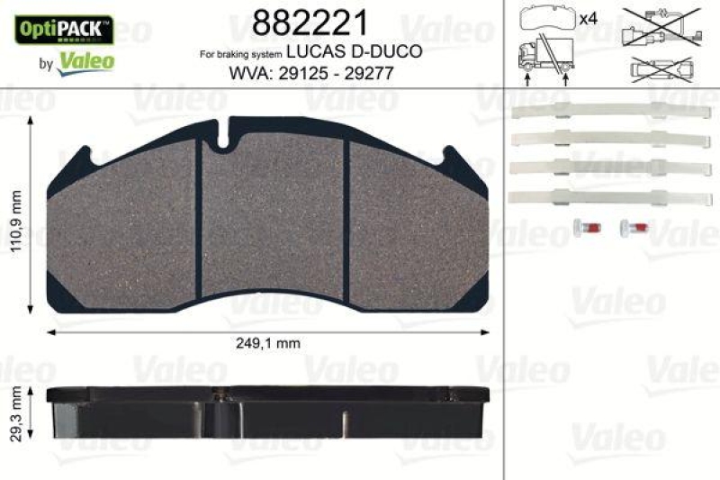 VALEO 882221 Bremsbelagsatz OptiPACK