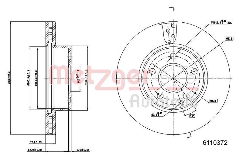 METZGER 6110327 Bremsscheibe Lack/Ks f&uuml;r MB VA