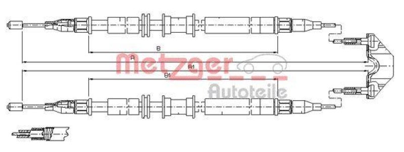 METZGER 11.5791 Seilzug, Feststellbremse für OPEL hinten