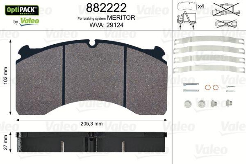 VALEO 882222 Bremsbelagsatz OptiPACK