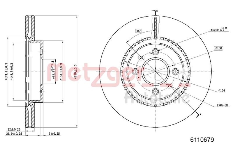 METZGER 6110679 Bremsscheibe Lack/Ks für KIA VA