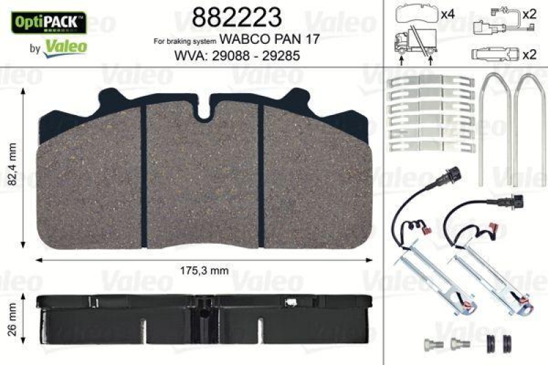 VALEO 882223 Bremsbelagsatz OptiPACK