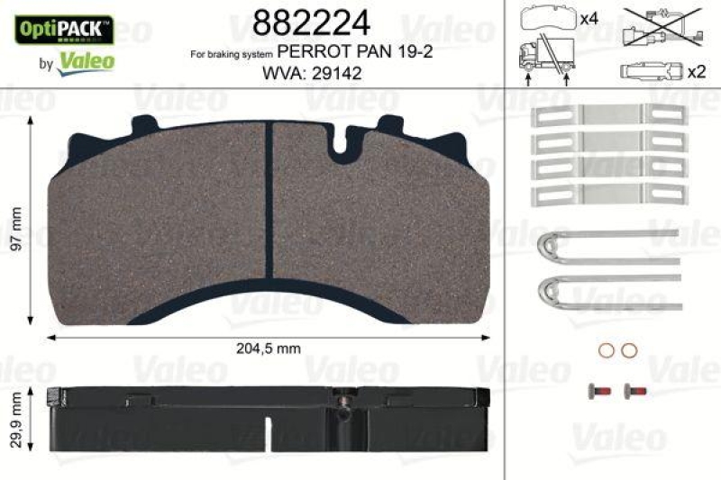 VALEO 882224 Bremsbelagsatz OptiPACK