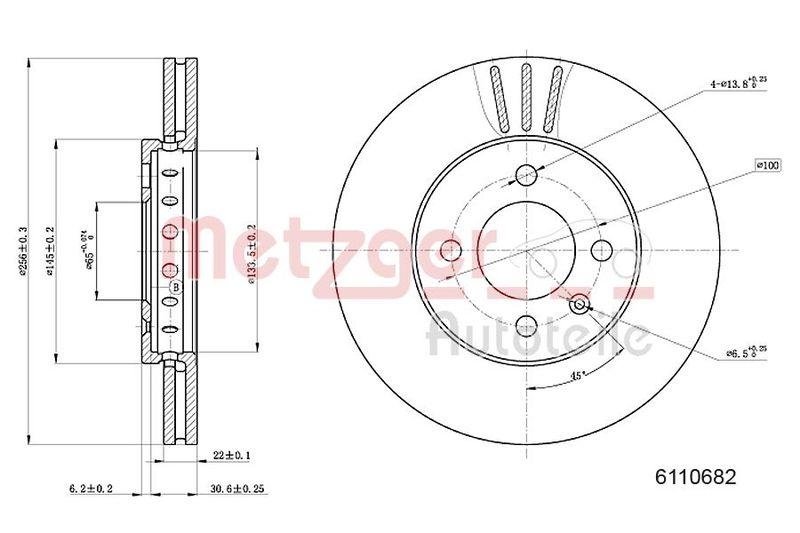 METZGER 6110682 Bremsscheibe Lack/Ks/Ms/Hc für SEAT/SKODA/VW VA