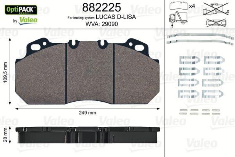 VALEO 882225 Bremsbelagsatz OptiPACK