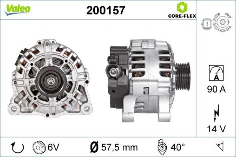 VALEO 200157 Generator - CORE-FLEX - PEUGEOT 307