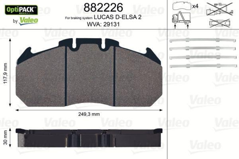 VALEO 882226 Bremsbelagsatz OptiPACK