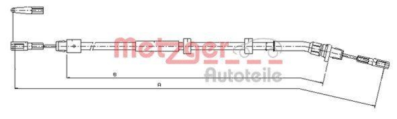 METZGER 10.9513 Seilzug, Feststellbremse für MB hinten rechts