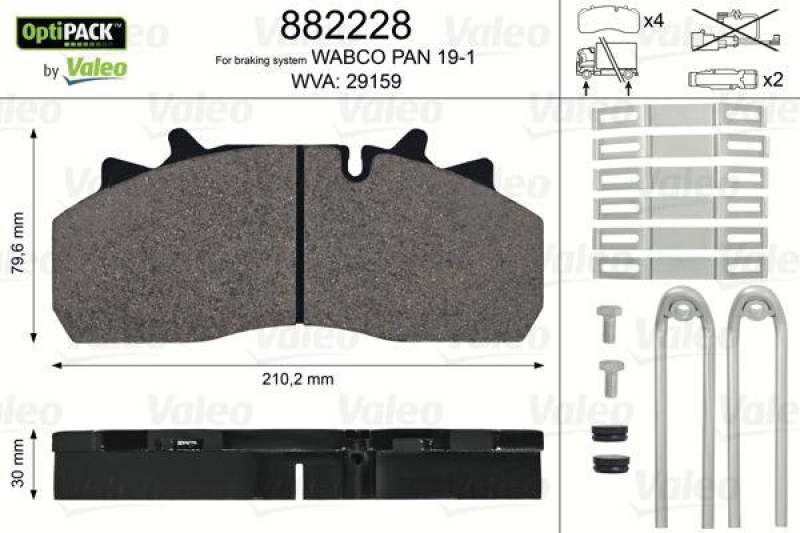 VALEO 882228 Bremsbelagsatz OptiPACK