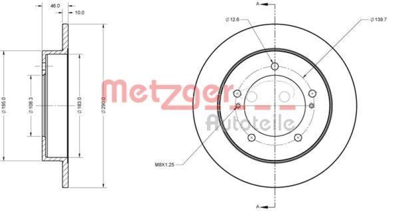 METZGER 6110685 Bremsscheibe Lack/Ks für SUZUKI VA