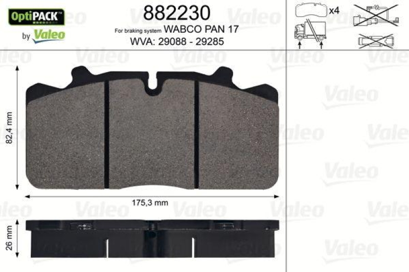 VALEO 882230 Bremsbelagsatz OptiPACK