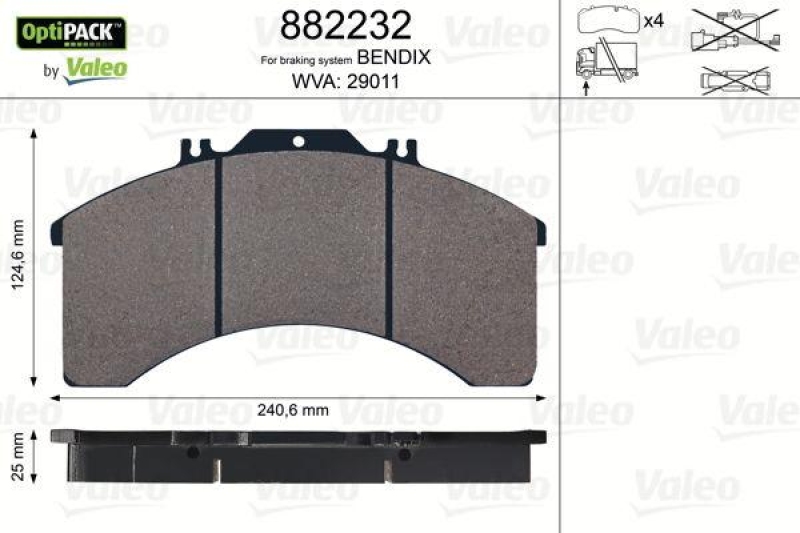 VALEO 882232 Bremsbelagsatz OptiPACK