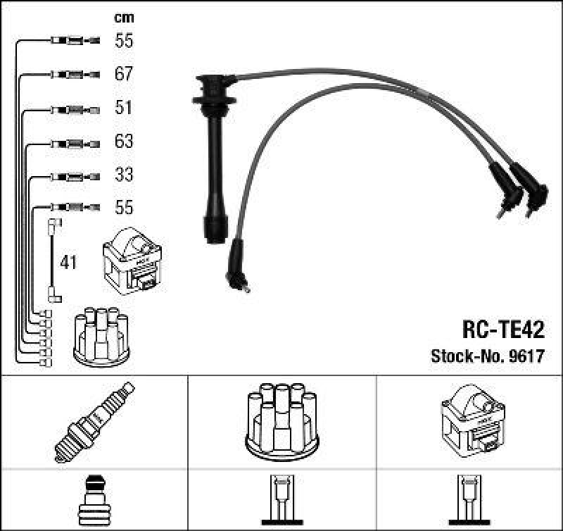 NGK 9617 Zündleitungssatz RC-TE42 |Zündkabel