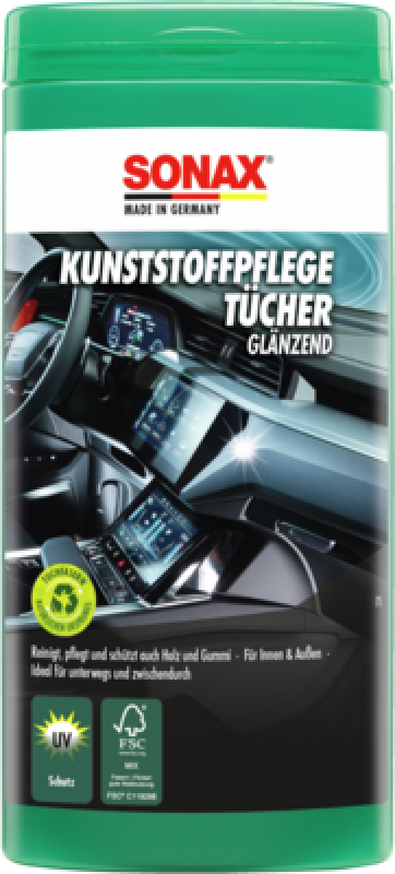 SONAX 04121000 Kunststoffpflegetücher glänzend Box 25 Stück