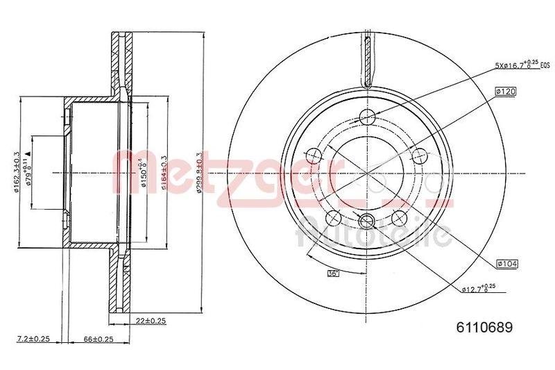 METZGER 6110689 Bremsscheibe Lack/Ks/Hc für BMW VA