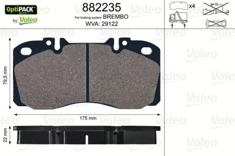 VALEO 882235 Bremsbelagsatz OptiPACK