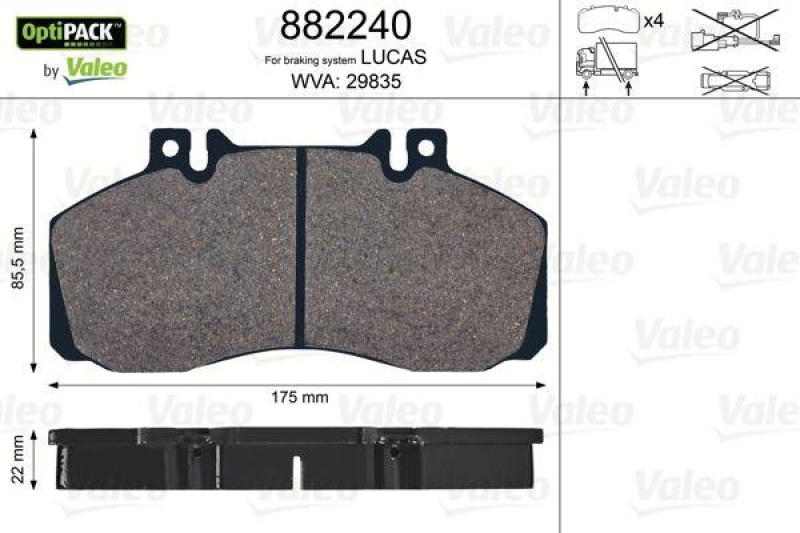 VALEO 882240 Bremsbelagsatz OptiPACK