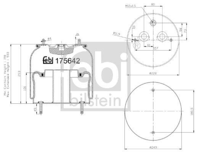 FEBI BILSTEIN 175642 Luftfederbalg mit Stahlkolben für Scania