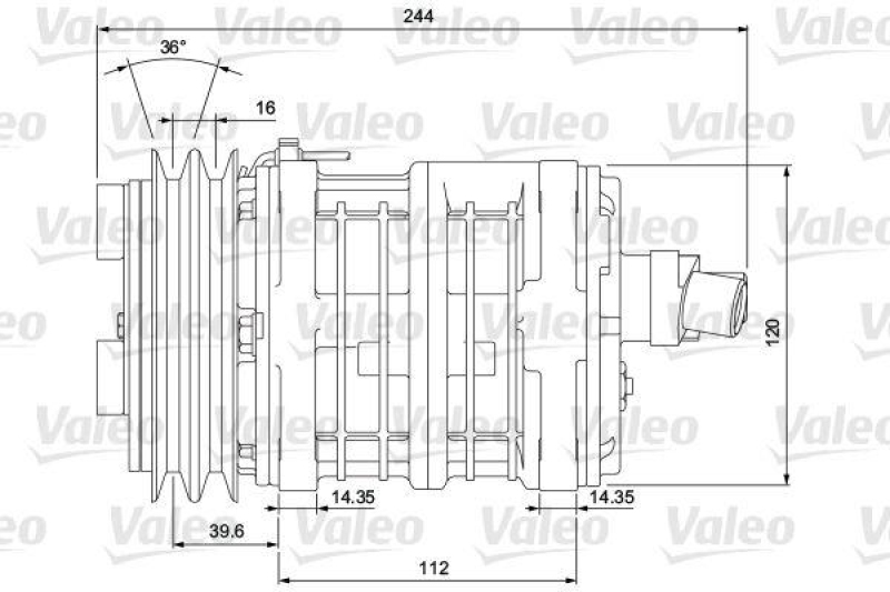 VALEO 700853 Univ. Kompr. TM13XS 2AG 12V B H ORG 3E