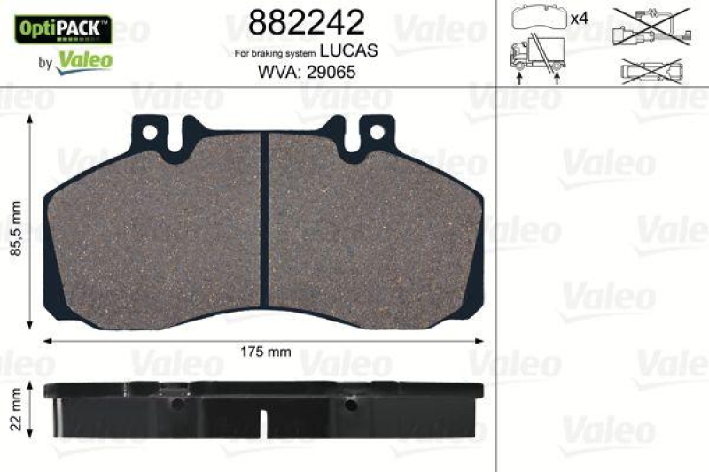 VALEO 882242 Bremsbelagsatz OptiPACK