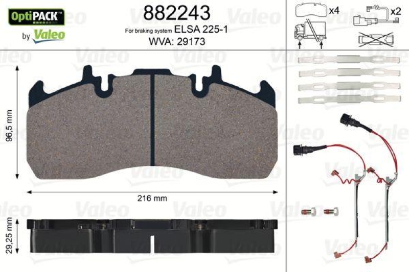 VALEO 882243 Bremsbelagsatz OptiPACK