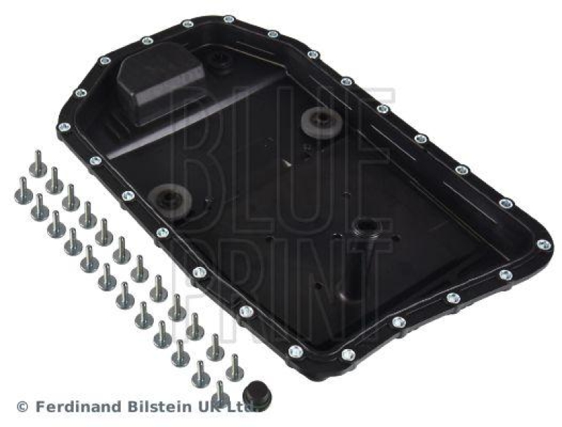 BLUE PRINT ADBP210039 Ölwanne für Automatikgetriebe, mit integriertem Filter, Ölablassschraube und Schrauben für BMW