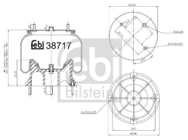 FEBI BILSTEIN 38717 Luftfederbalg mit Kunststoffkolben für RENAULT (RVI)