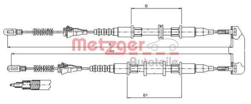 METZGER 11.5854 Seilzug, Feststellbremse für OPEL hinten