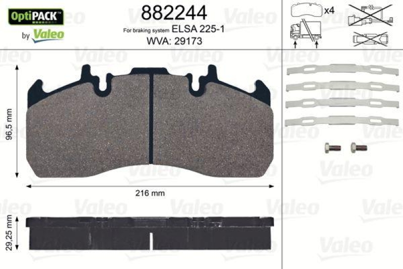 VALEO 882244 Bremsbelagsatz OptiPACK