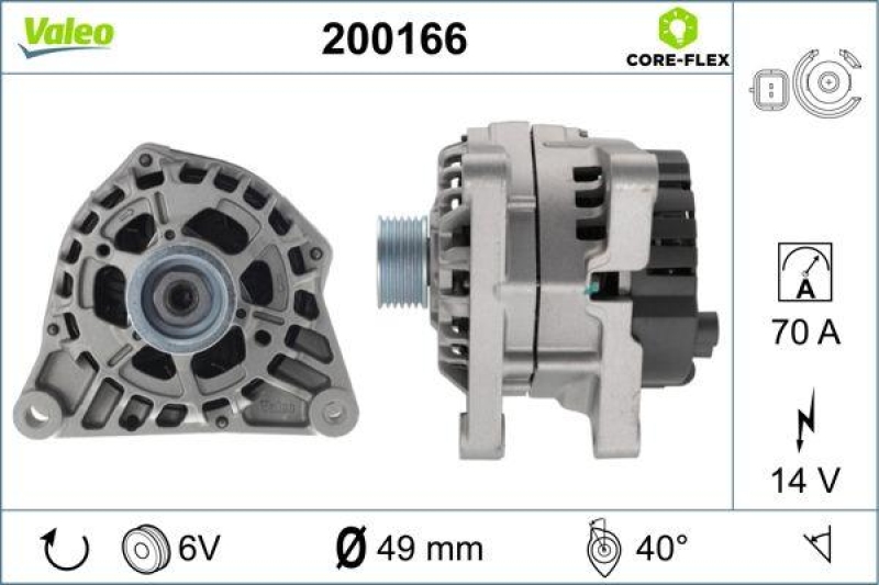 VALEO 200166 Generator - CORE-FLEX - CITROEN C3