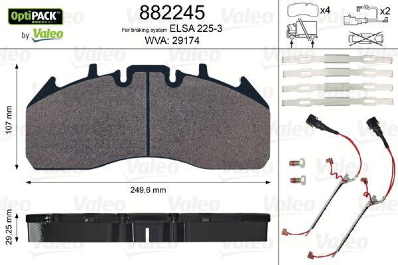 VALEO 882245 Bremsbelagsatz OptiPACK