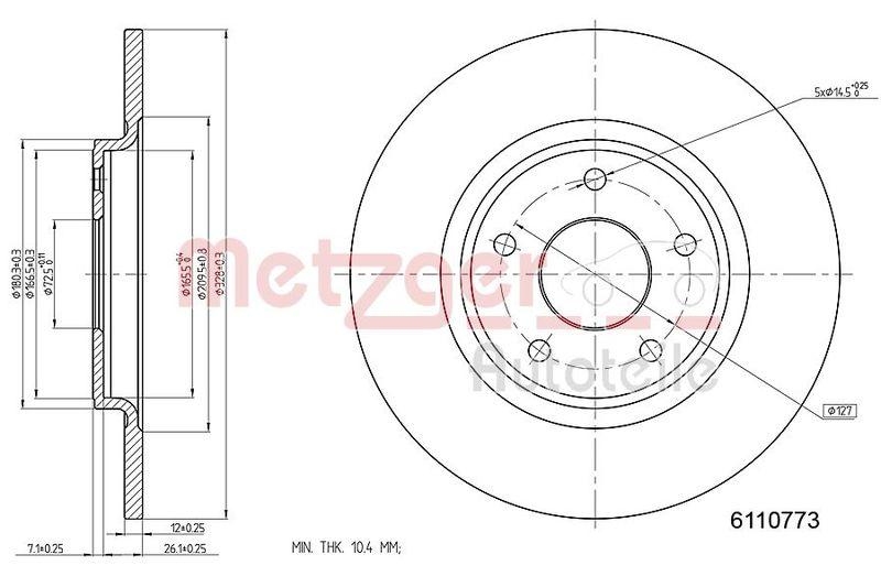 METZGER 6110773 Bremsscheibe Lack/Ks für CHRYSLER/FIAT HA