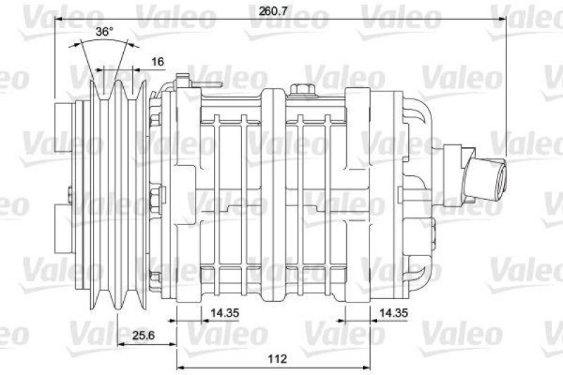 VALEO 700864 Univ. Kompr. TM16XS 2AG 12V B H ORG 3E