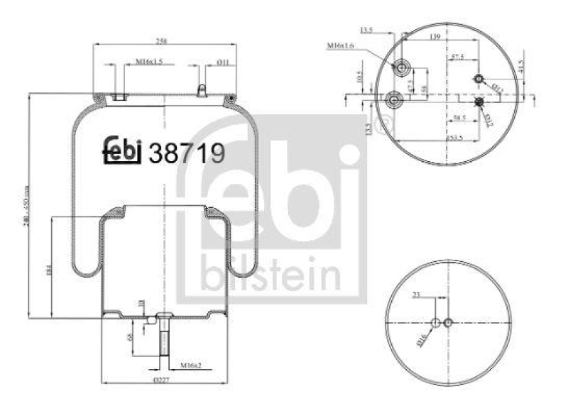 FEBI BILSTEIN 38719 Luftfederbalg mit Stahlkolben und Kolbenstange für Scania