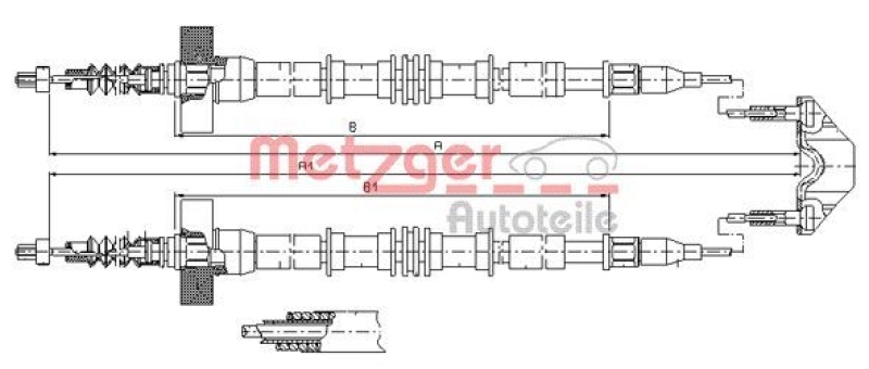 METZGER 11.5859 Seilzug, Feststellbremse für OPEL hinten