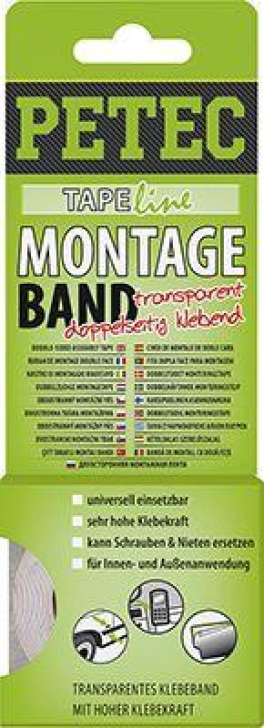 PETEC 87192 Klebeband Montageband transparent transparent 2m x 19mm x 02mm