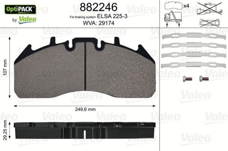 VALEO 882246 Bremsbelagsatz OptiPACK