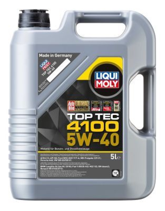 LIQUI MOLY 3701 Motoröl Top Tec 4100 5W-40 TW Kanister 5+1 L inkl. Ölwechselkarte