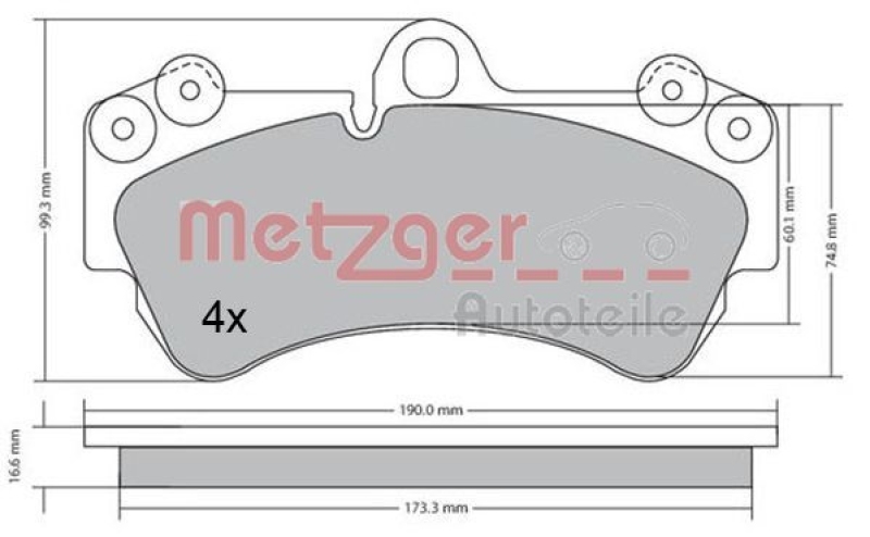 METZGER 1170405 Bremsbelagsatz, Scheibenbremse WVA 23 692