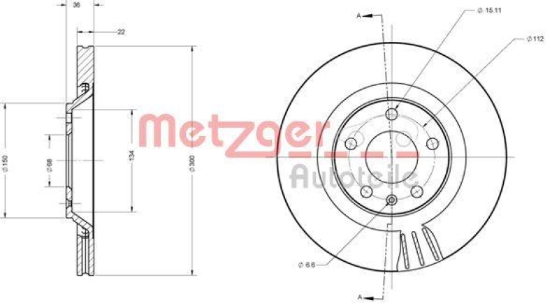 METZGER 6110697 Bremsscheibe Lack/Ks für AUDI HA