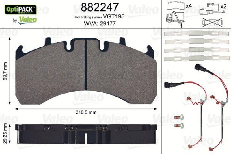 VALEO 882247 Bremsbelagsatz OptiPACK