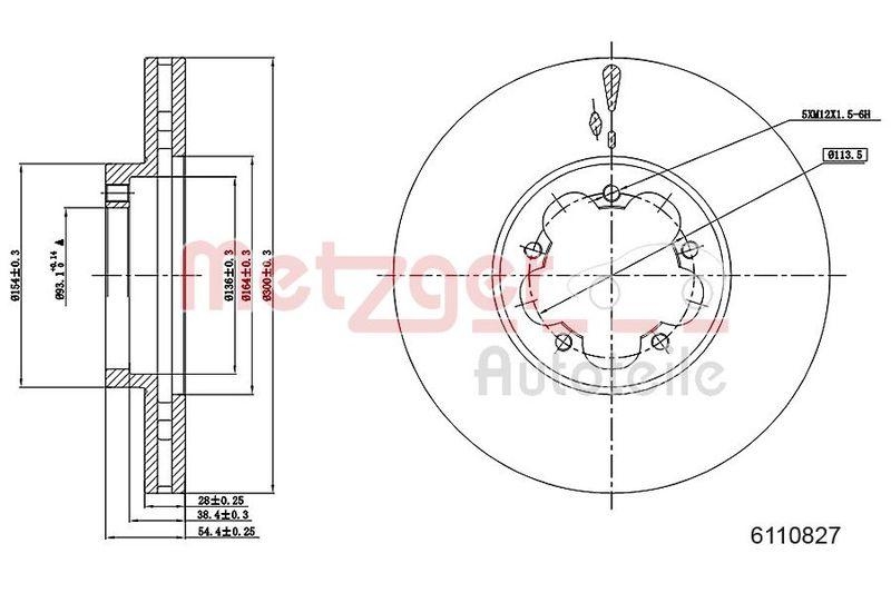 METZGER 6110827 Bremsscheibe Lack/Ks für FORD VA