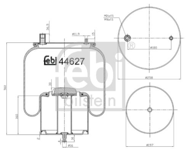 FEBI BILSTEIN 44627 Luftfederbalg mit Stahlkolben für Volvo