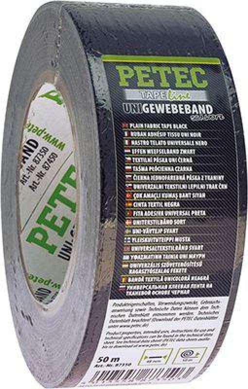 PETEC 87350 Klebeband Uni Gewebeband schwarz 50 m x 48 mm