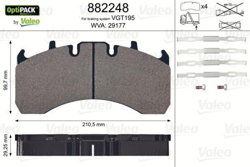 VALEO 882248 Bremsbelagsatz OptiPACK