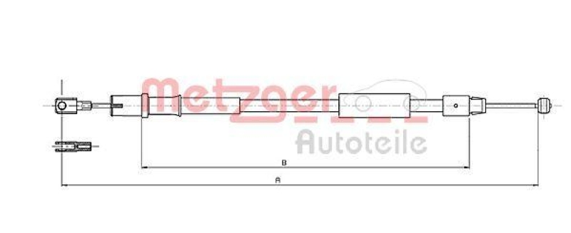 METZGER 10.9836 Seilzug, Feststellbremse für MB hinten rechts