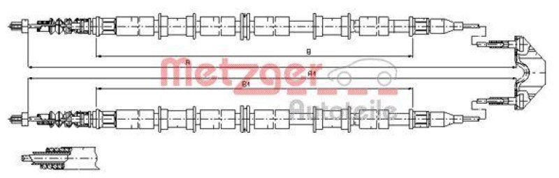 METZGER 11.5863 Seilzug, Feststellbremse für OPEL hinten