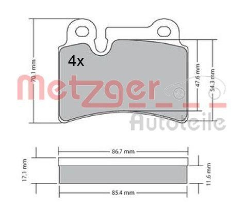 METZGER 1170408 Bremsbelagsatz, Scheibenbremse WVA 24 097