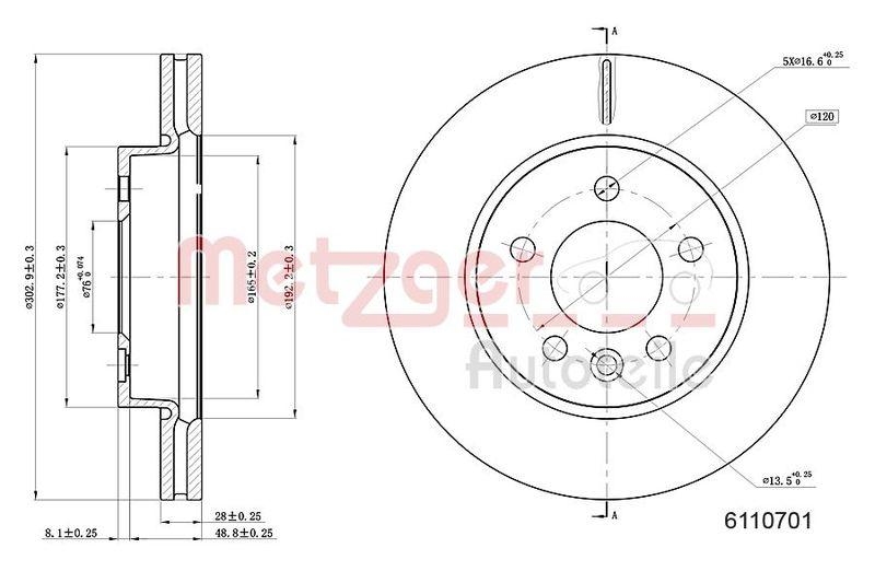 METZGER 6110701 Bremsscheibe Lack/Ks/Hc für VW VA